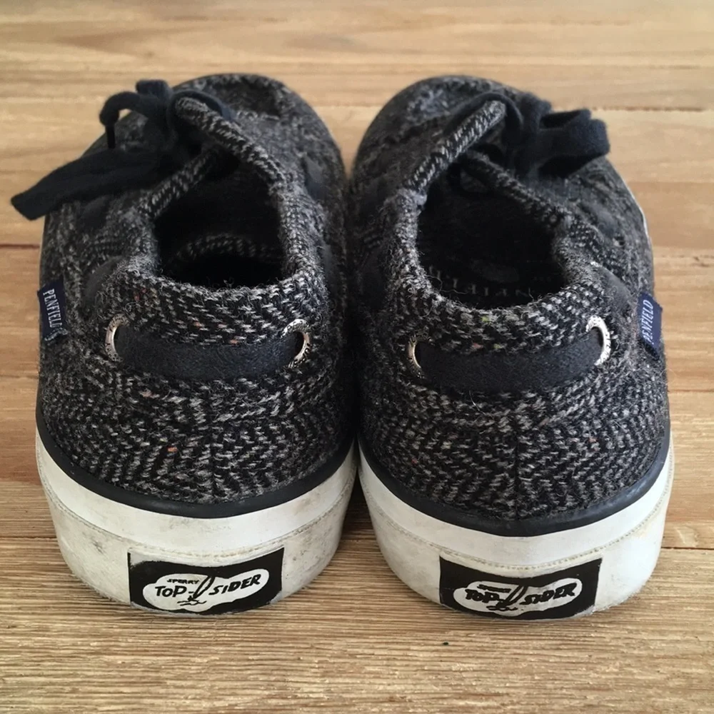 Sperry TOP SIDER X Penfield Wool Herringbone Tweed Boat Shoes Lace Up Seamate